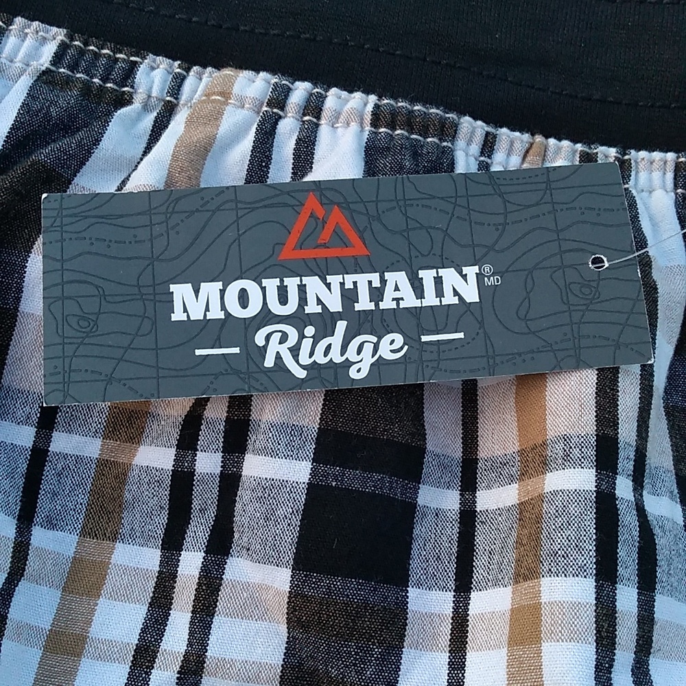 NWT Woman's Black & Tan Plaid Shorts, Elastic Waist & Tie, Sz 4X, Mounta… - Picture 4 of 8